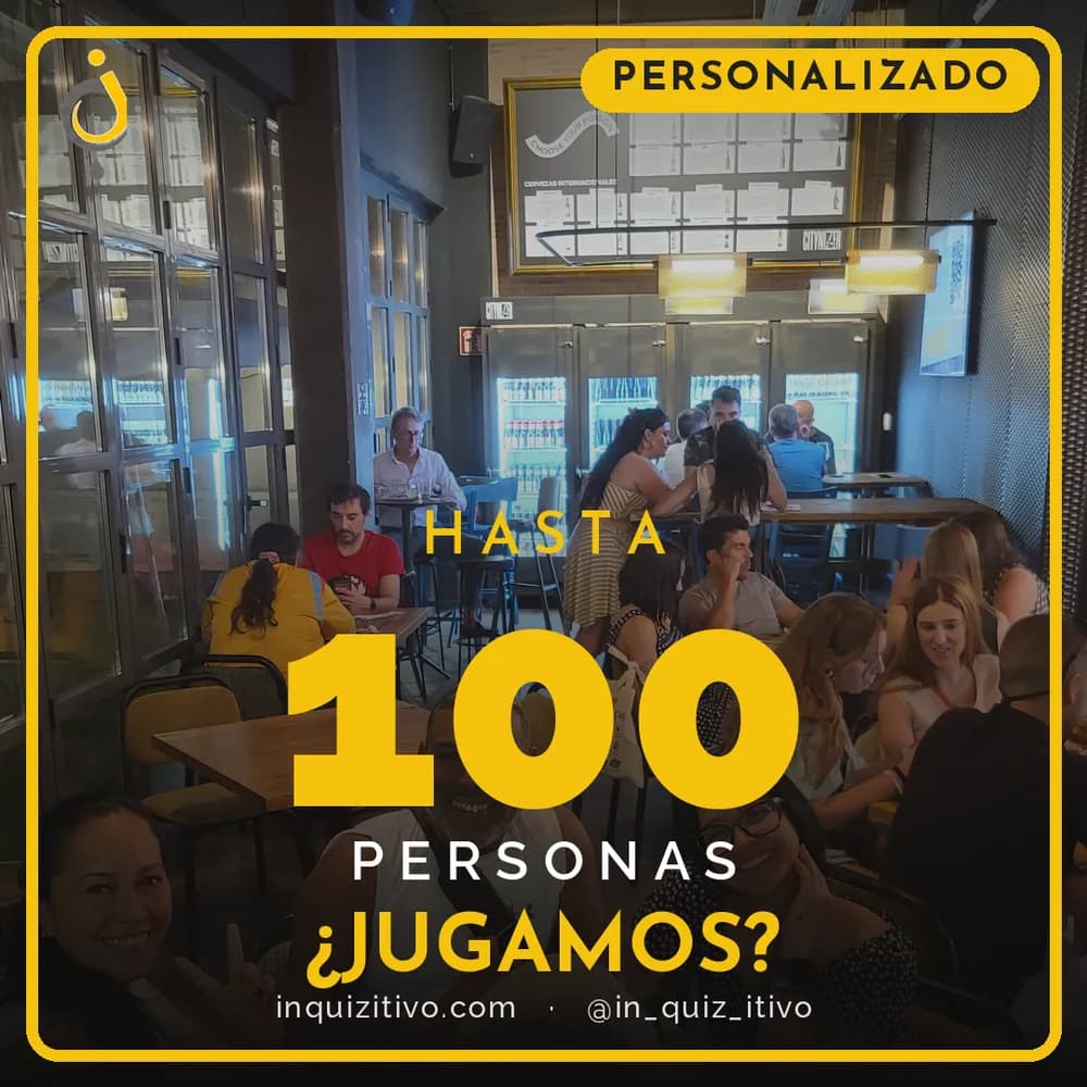 Quiz personalizado con temática y branding a medida para hasta 100 personas
