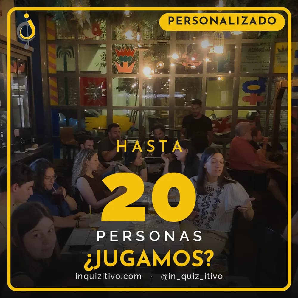 Quiz personalizado con temática y branding a medida para hasta 20 personas